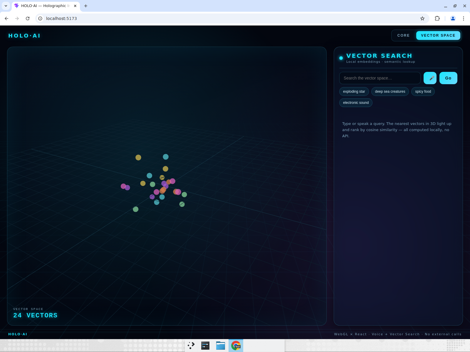HOLO·AI Vector Space — 3D point cloud with semantic search